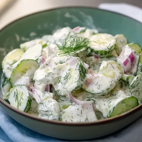 Chrupiąca ogórkowa sałatka z koperkiem i śmietaną – smaczna i lekka