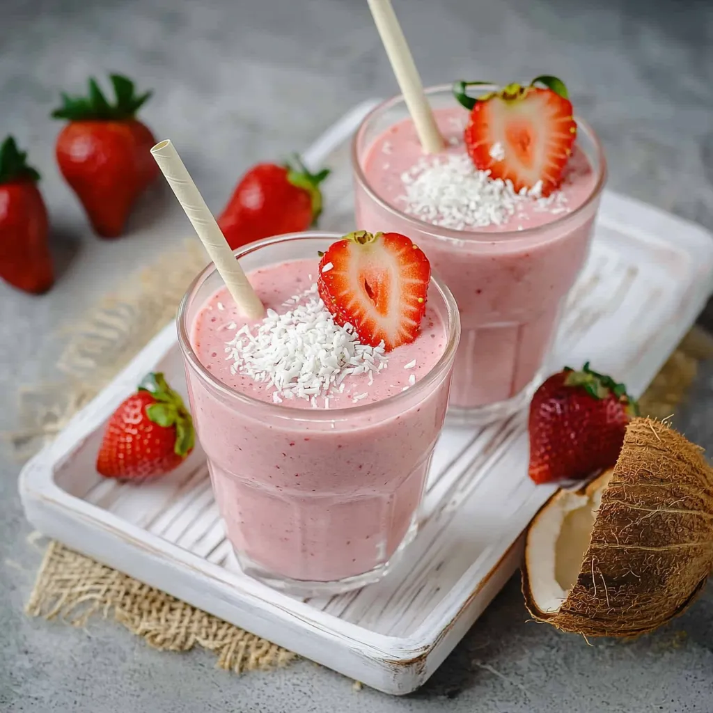 Pyszny smoothie truskawkowy z bananem
