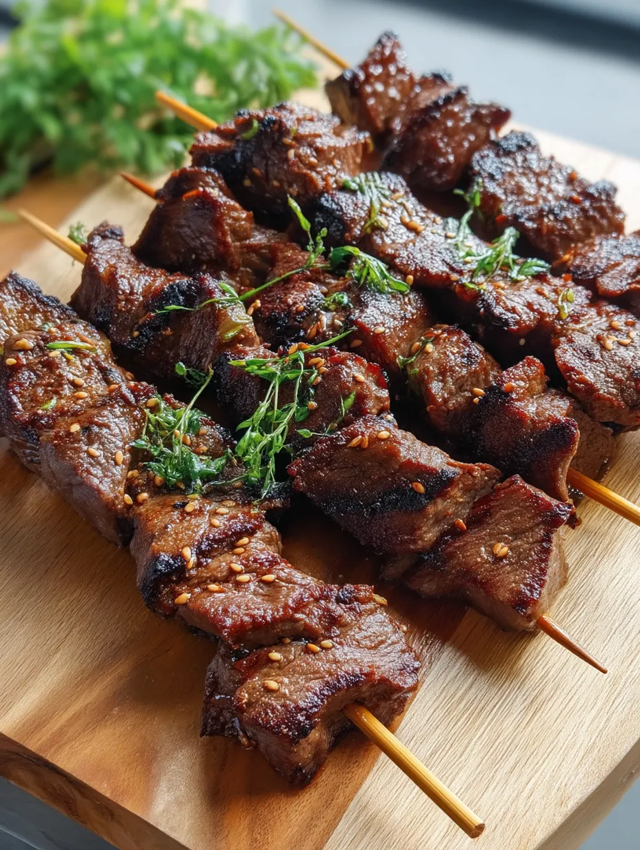 Przepis na szaszłyki wołowe w sosie sezamowo-teriyaki.