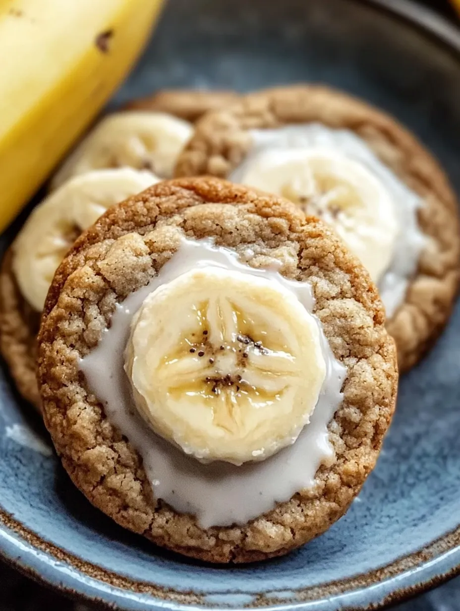 Ciasteczko z plastrami banana na górze.