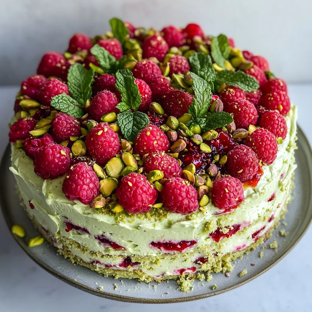 Wyjątkowy Tort Pistacjowy z Malinami i Kremem Mascarpone.