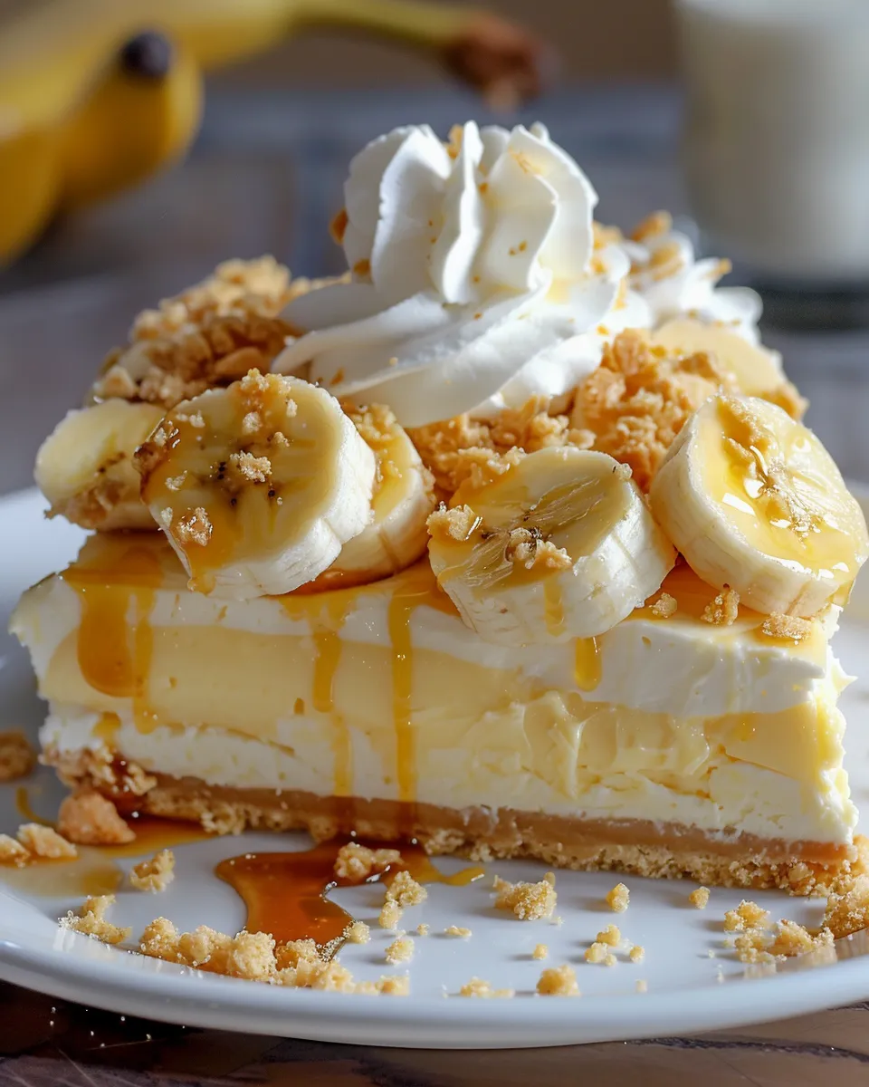 Prosty bananowy sernik z karmelem.