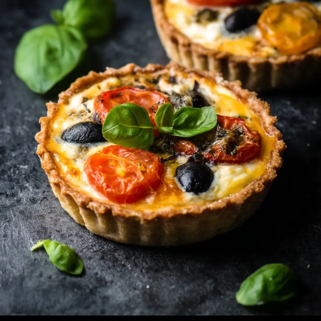 Tartaletki włoskie z mozzarellą i pomidorami.