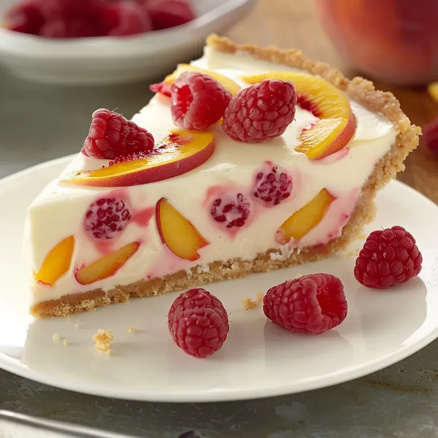 Malinowa tarta jogurtowa z brzoskwiniami