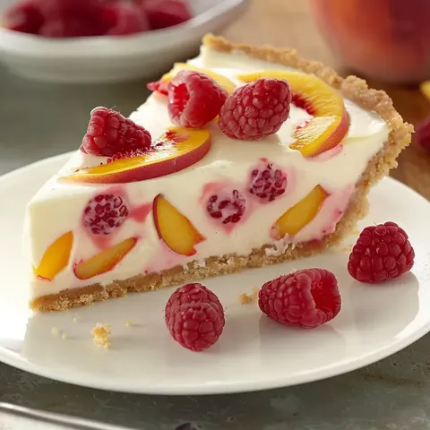 Malinowa tarta jogurtowa z brzoskwiniami