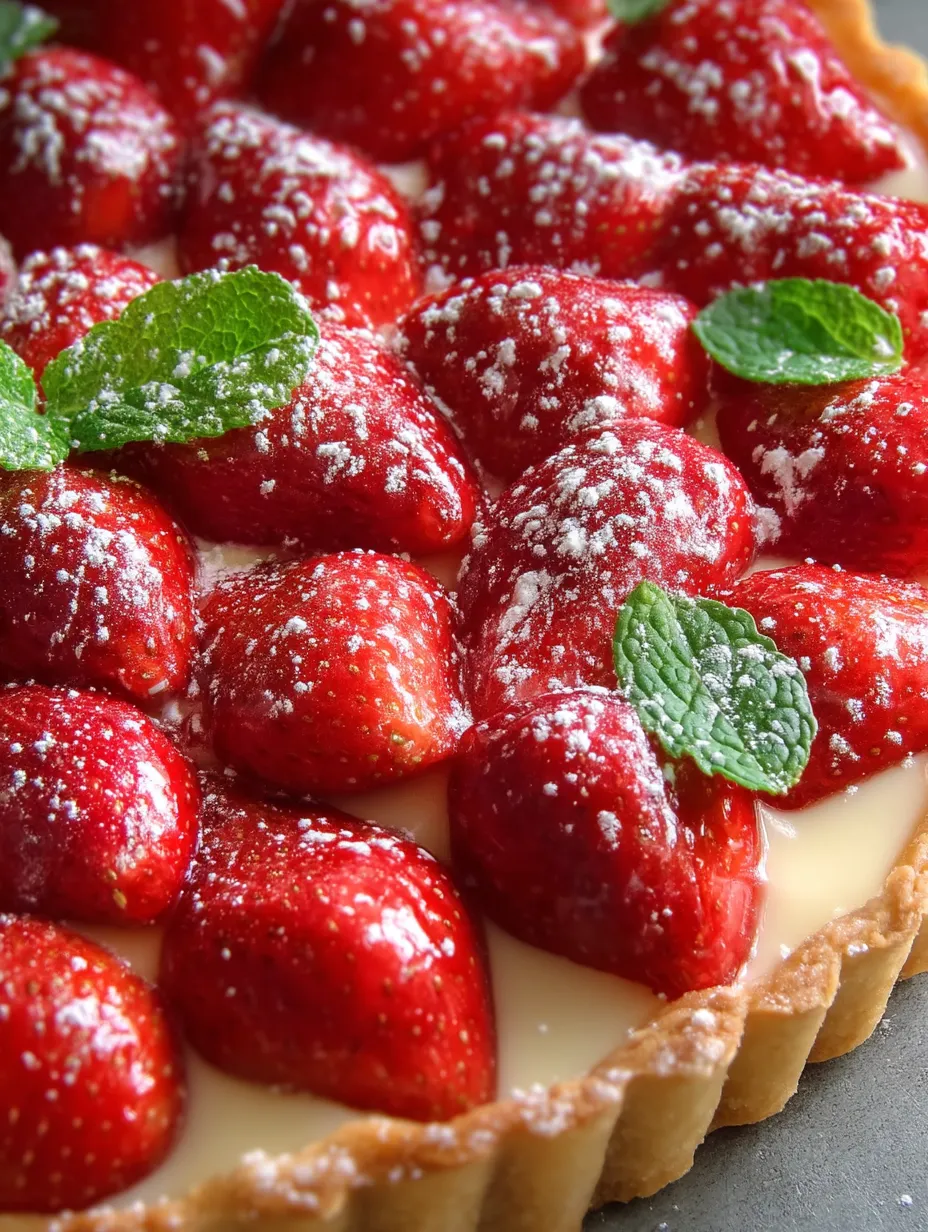 Tarta waniliowa z truskawkami, całość, apetyczna i w spokoju.