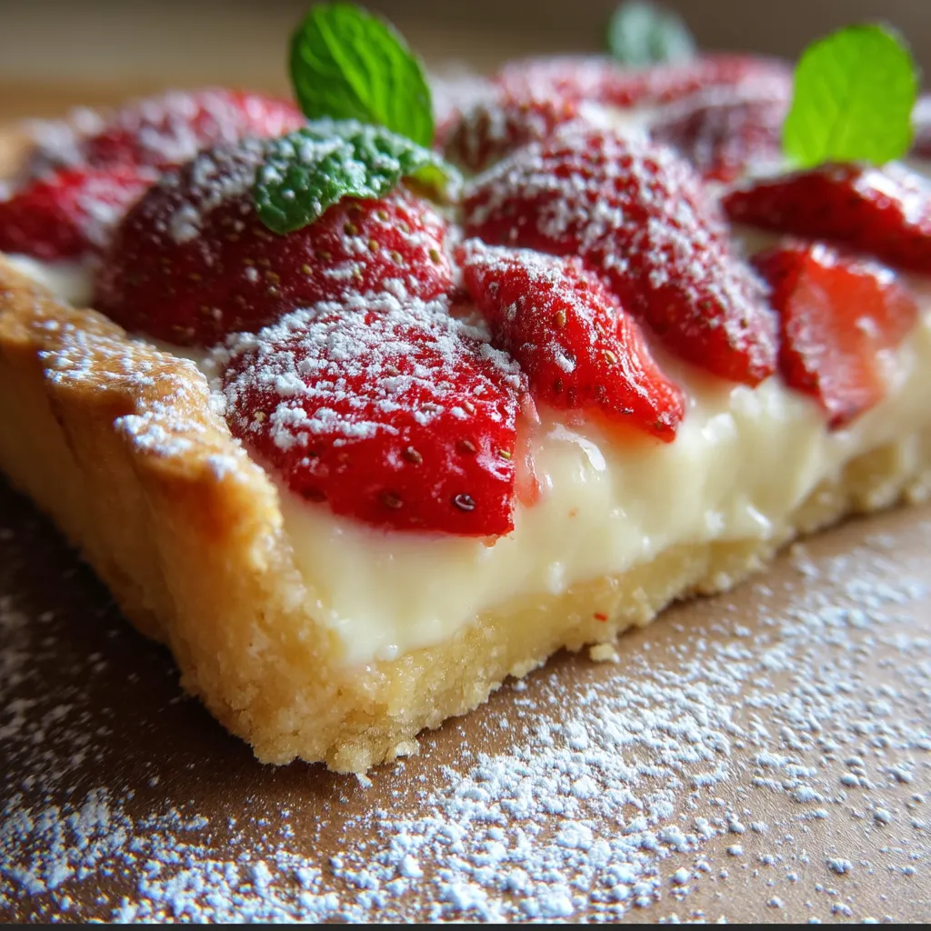 Tarta z kremem waniliowym i truskawkami.