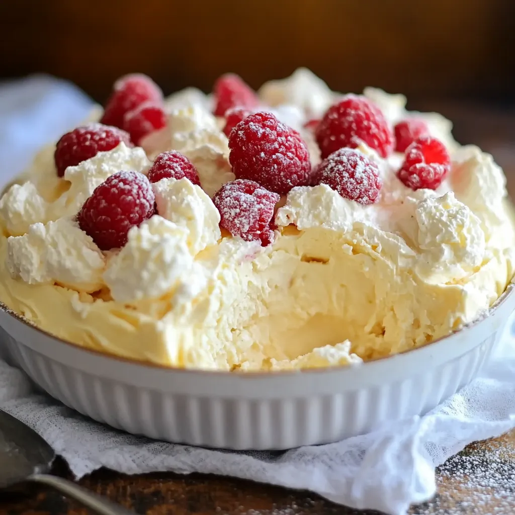 Puszysty mascarpone z malinami.