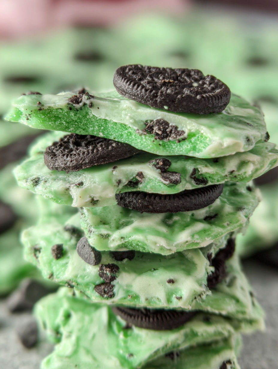 Stos miętowej czekolady z Oreo.