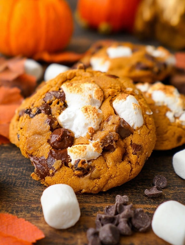 Zbliżenie na ciasteczko dyniowe s'mores.