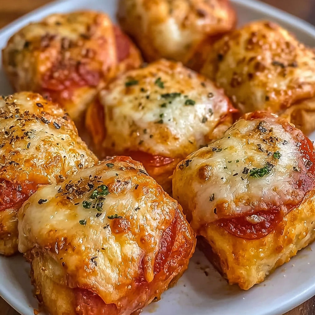 Zawijaski z pizzy z frytkownicy na talerzu