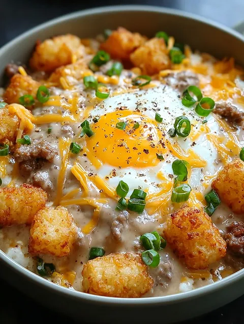 Miska tater tots z sosem kiełbasianym