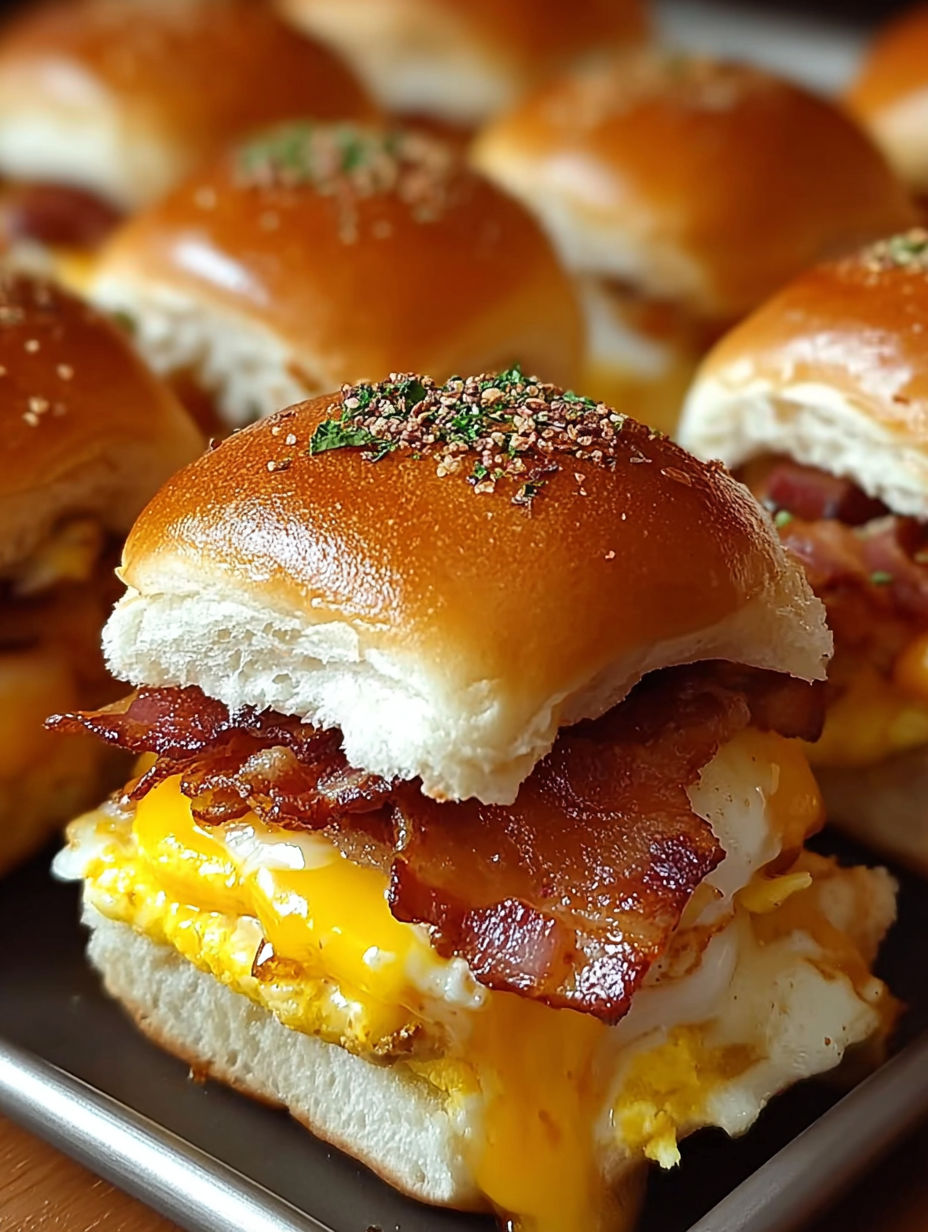 Śniadaniowe kanapeczki z boczkiem, jajkiem i serem.