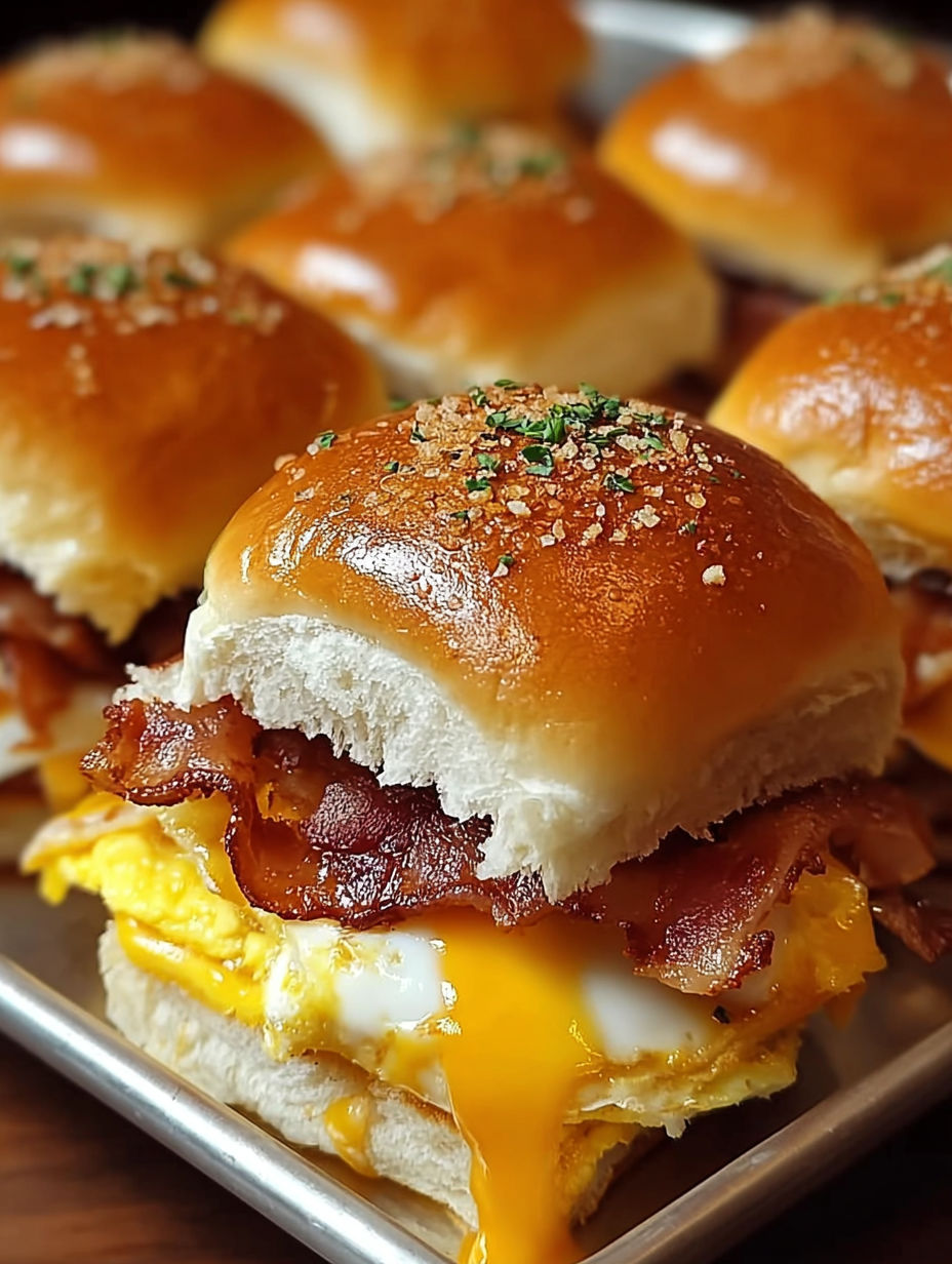 Śniadaniowe kanapeczki z boczkiem, jajkiem i serem.