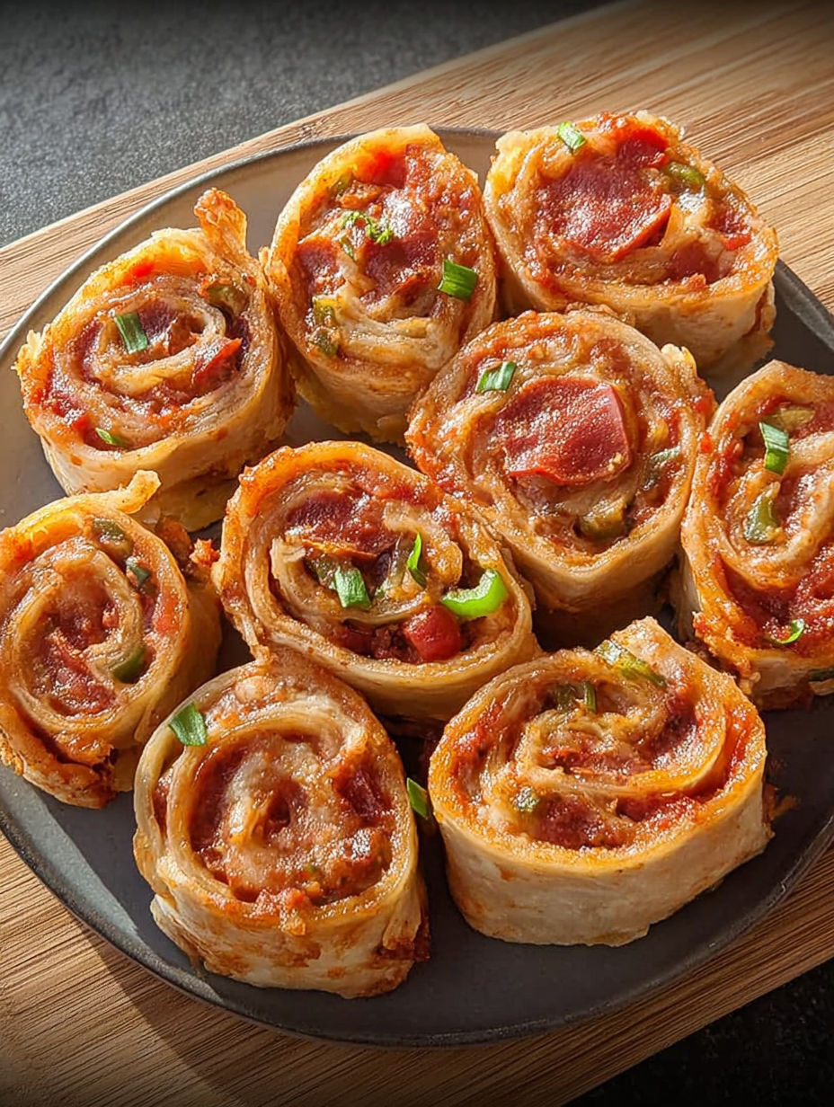 Talerz z chrupiącymi tortilla rollsami.