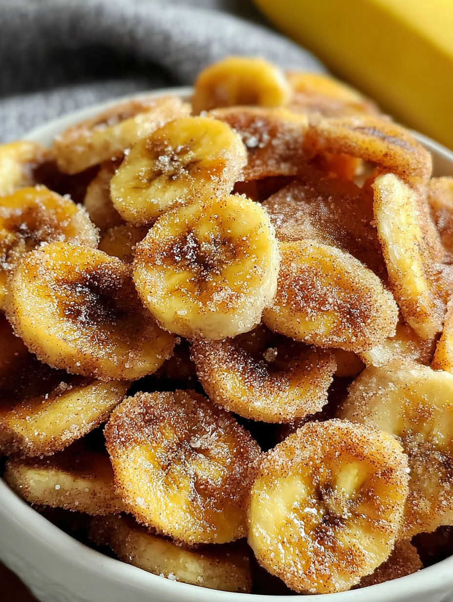 Miseczka z chrupiącymi bananami cynamonowymi z airfryera.