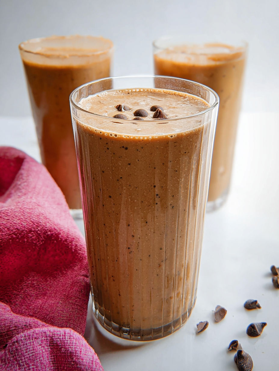 Szklanka kremowego czekoladowego smoothie.