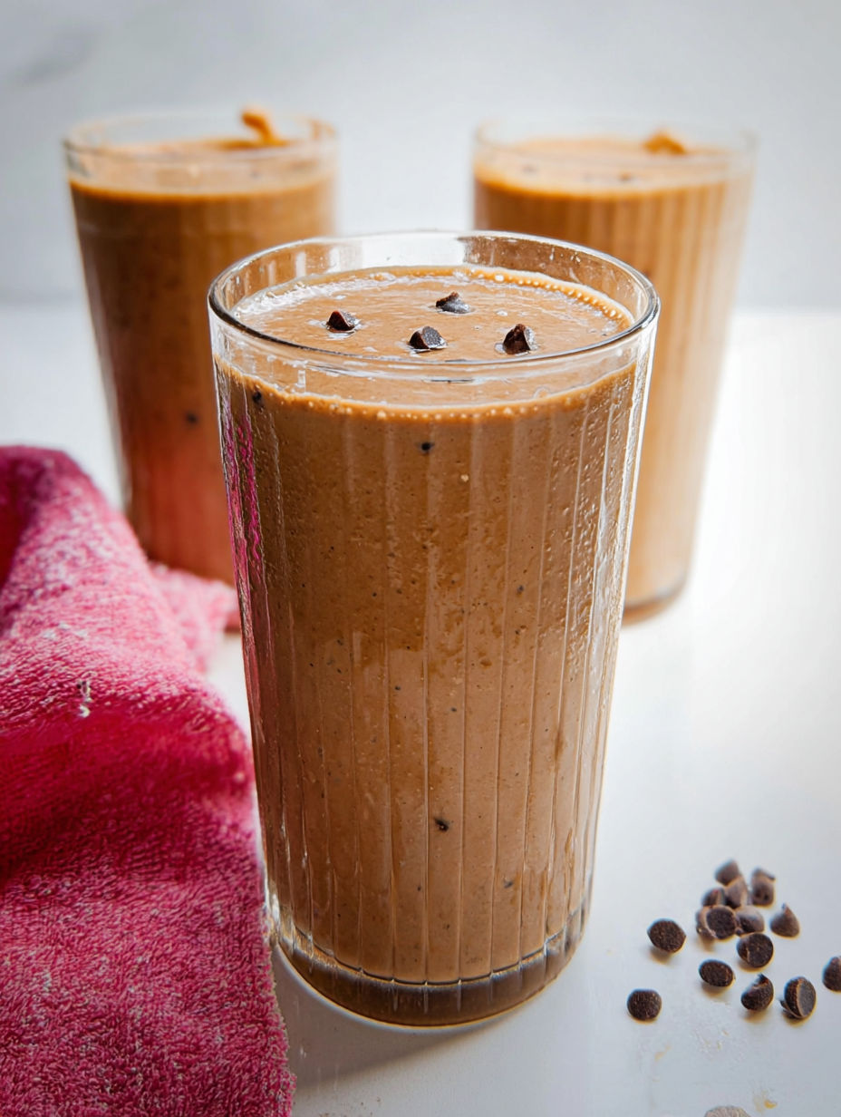 Szklanka kremowego czekoladowego koktajlu.