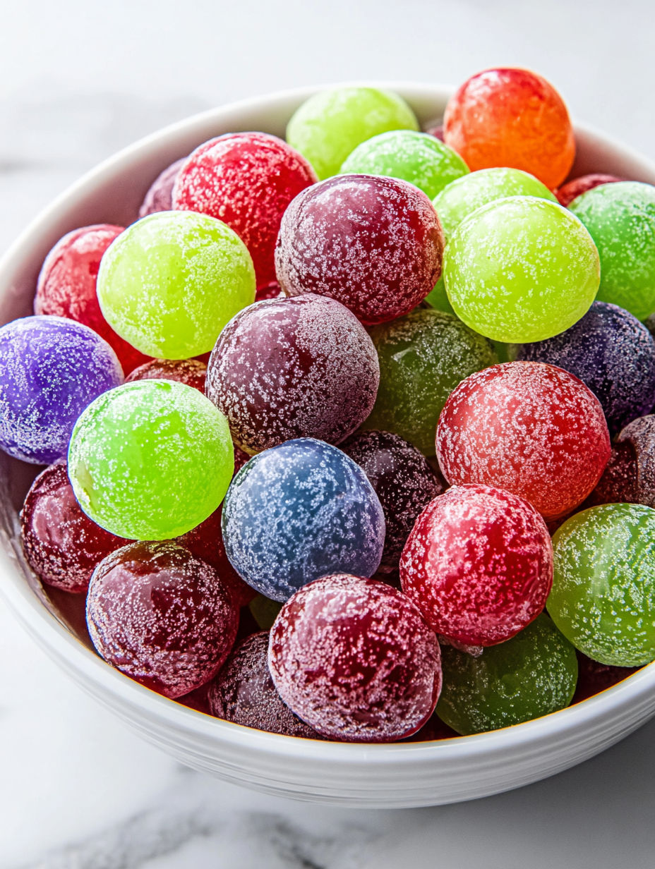 Miseczka winogron z limonką na wierzchu.