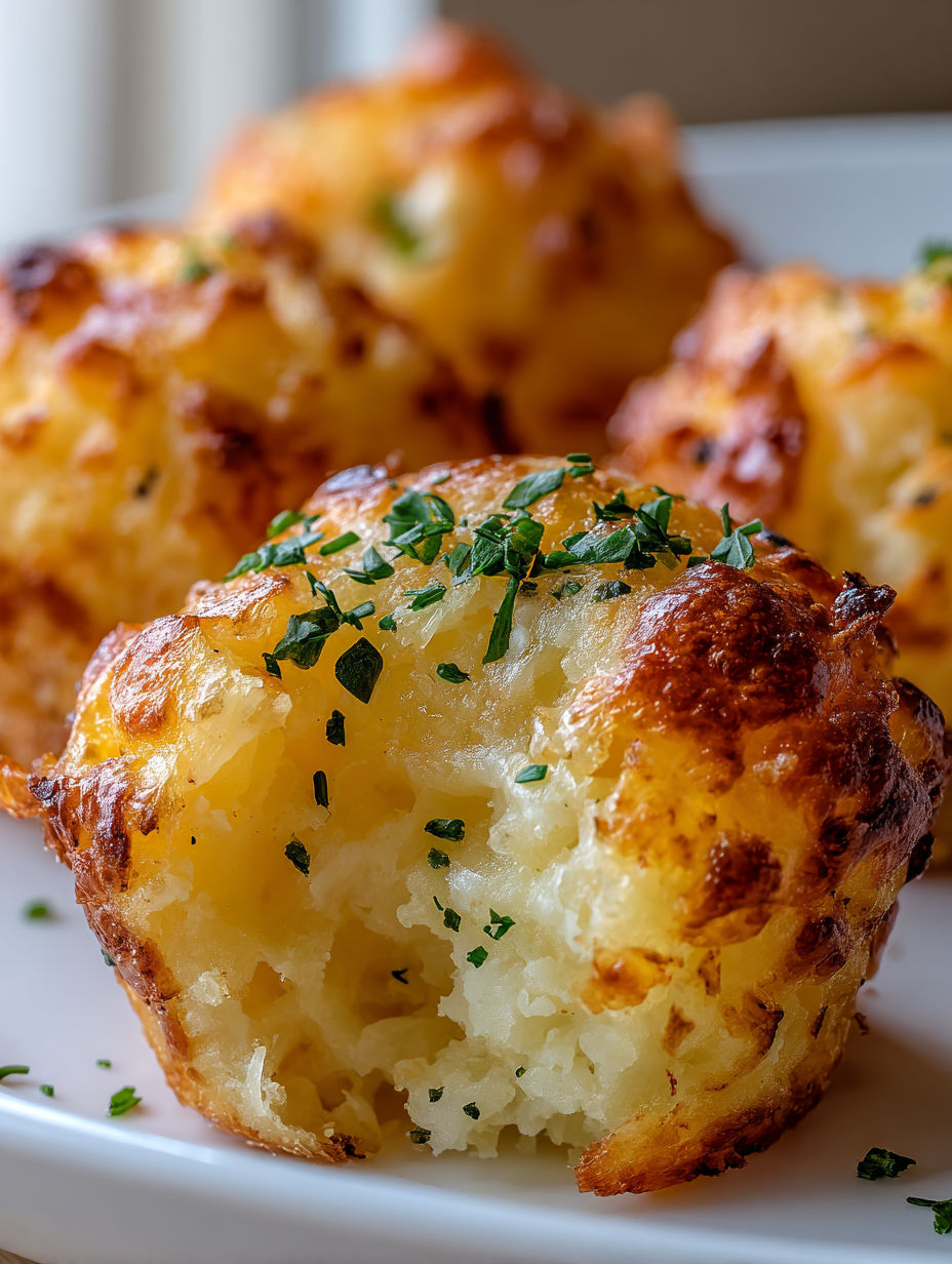 Serowe pulpeciki ziemniaczane na talerzu.