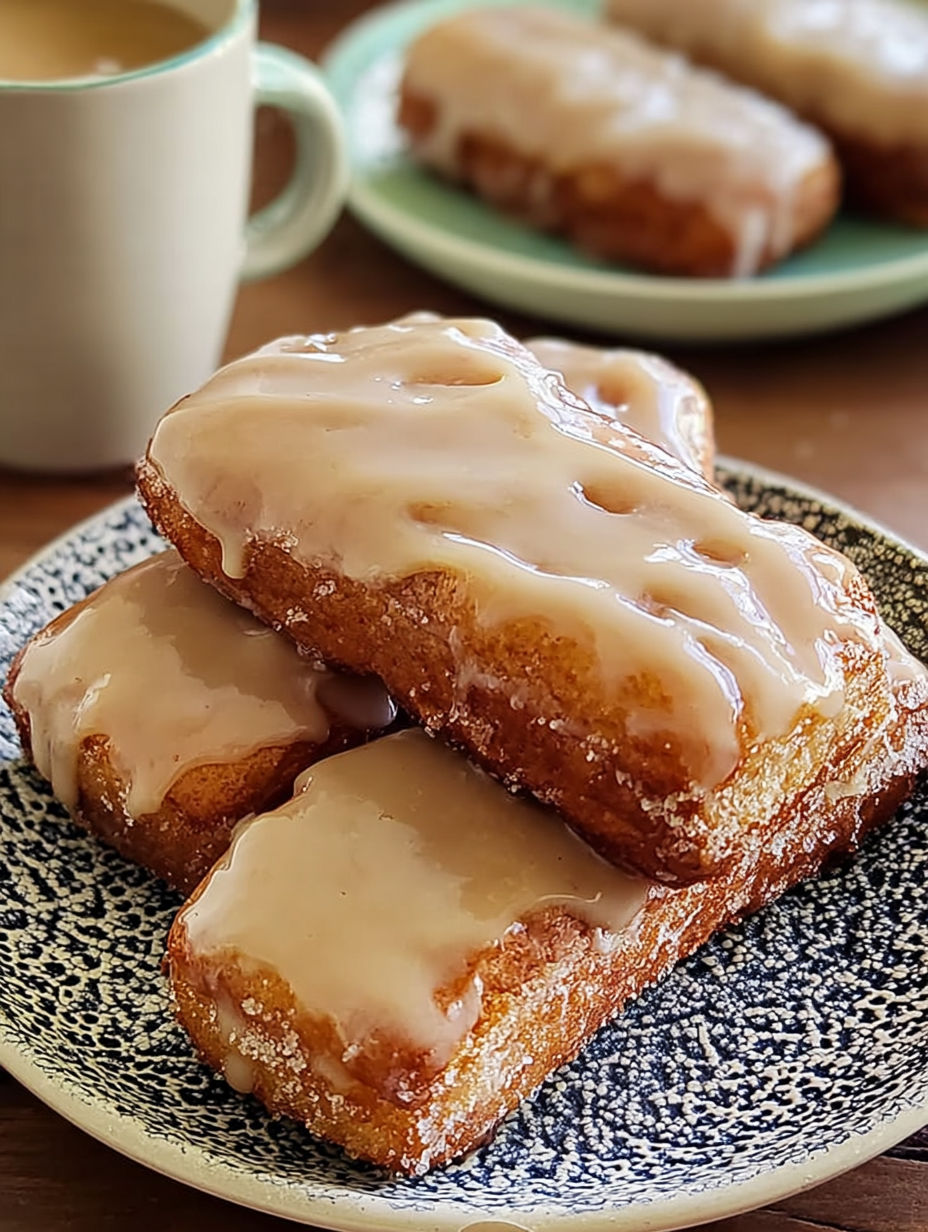 Stos trzech pączków z polewą.