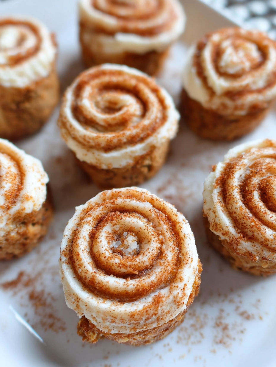 Mini cynamonowe serniczki na talerzu.