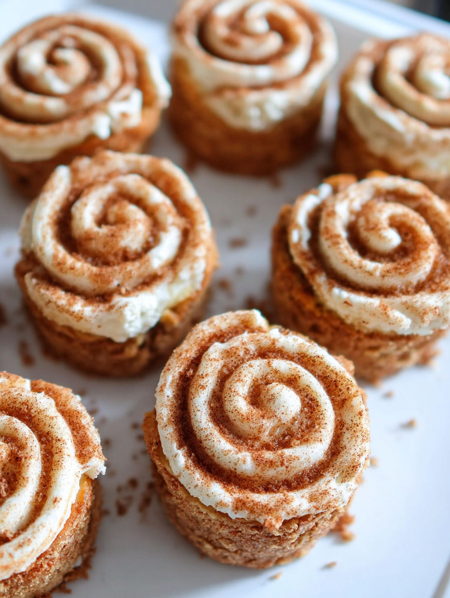 Mini serniczki cynamonowe na białym talerzu.