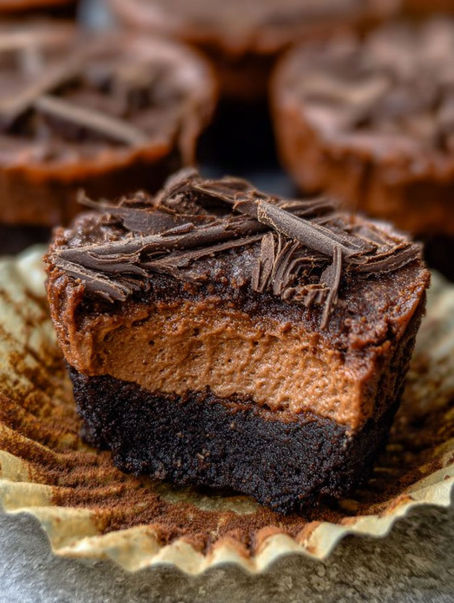 Zbliżenie na czekoladowy sernik polany czekoladą.