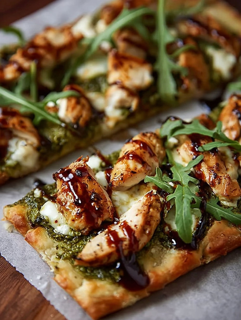 Pita z kurczakiem i pesto z serem oraz sosem.