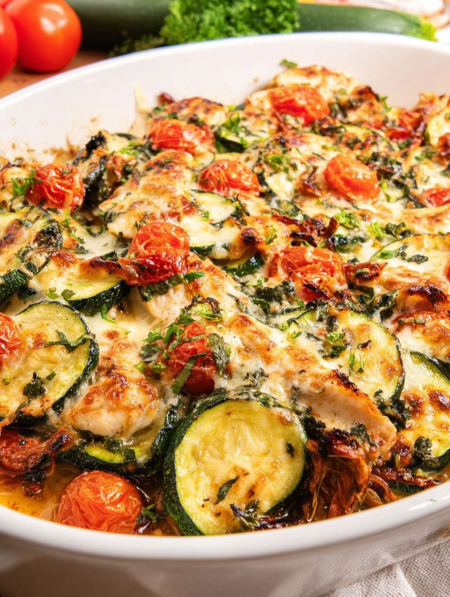 Toskańska zapiekanka z kurczakiem i cukinią