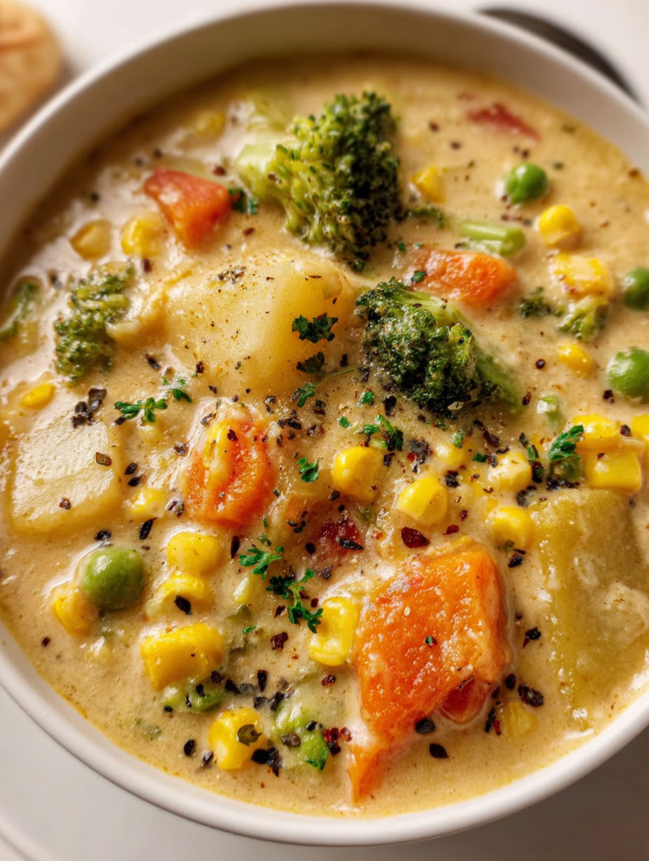 Miseczka z zupą z brokułami i marchewką.