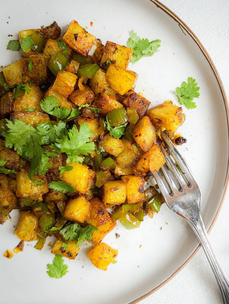 Talerz chrupiących ziemniaków na śniadanie.