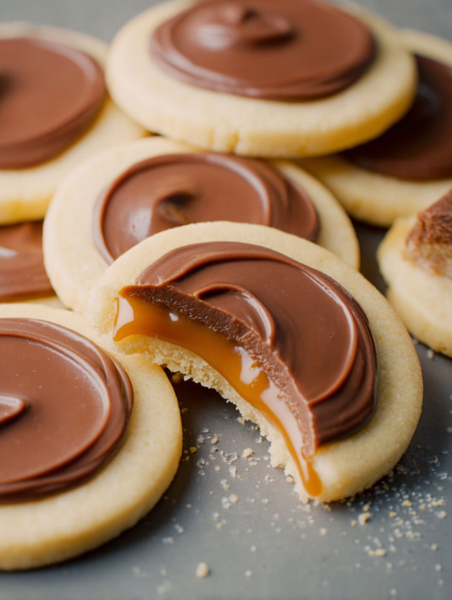 Ciasteczko z czekoladową polewą, którego ugryziono kawałek.