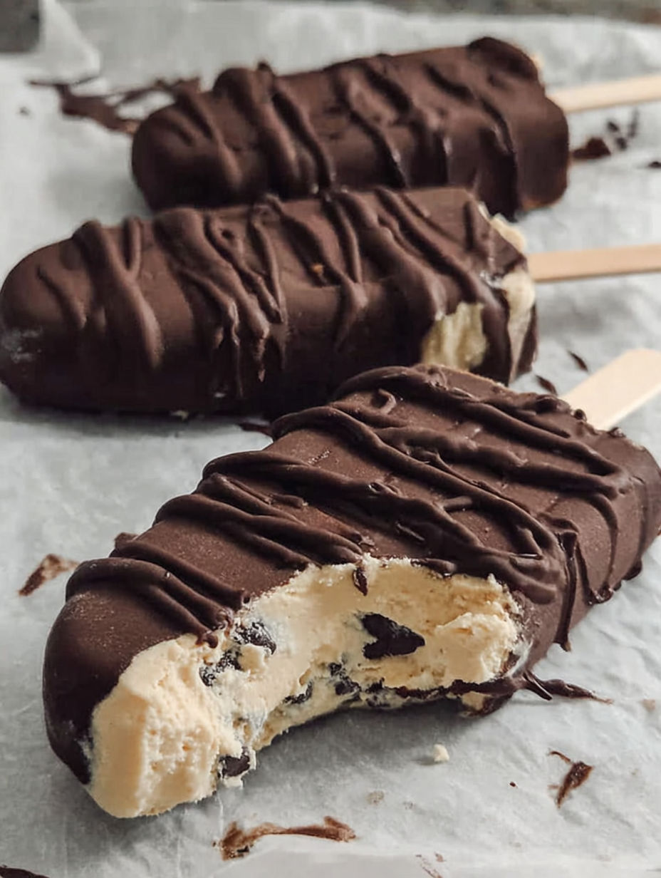 Zbliżenie deseru czekoladowego z kawałkami czekolady.