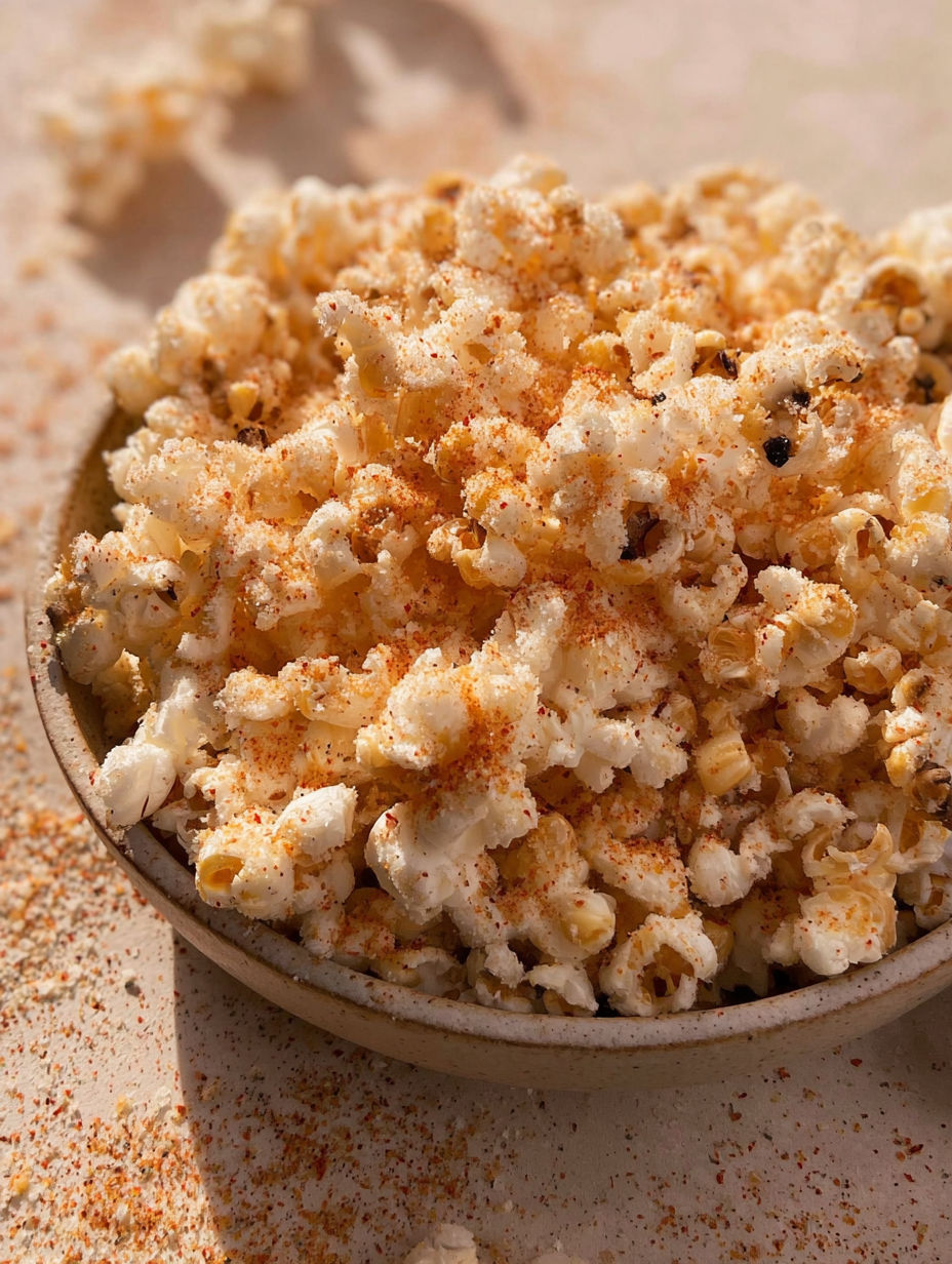 Miska popcornu z czosnkiem i parmezanem.