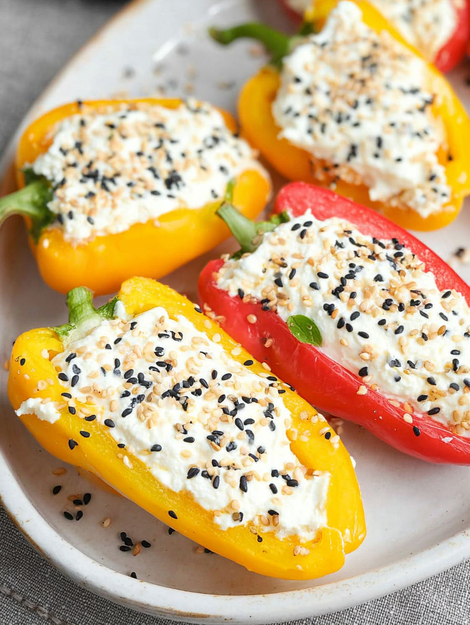 Papryki faszerowane twarożkiem z czarnym sezamem