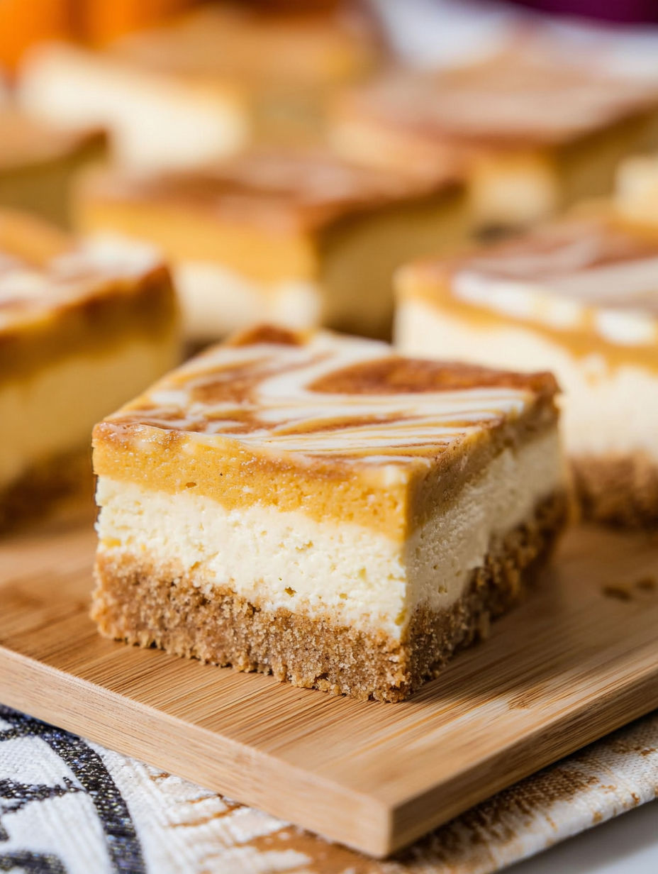 Zbliżenie na dyniowy batonik serowy.