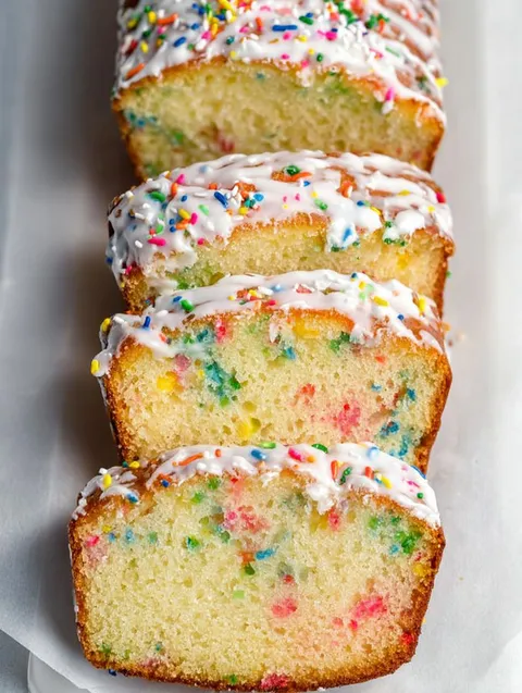 Kawałek ciasta Funfetti kostka.
