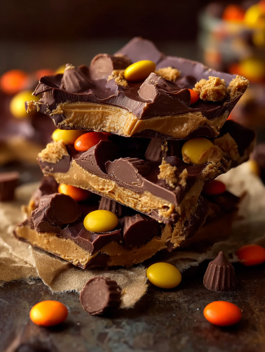 Stos czekolady z kremem orzechowym Reese’s.