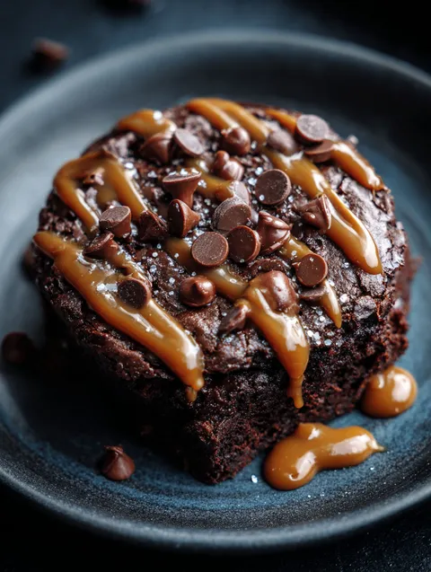 Szybkie brownie z białkiem i polewą karmelową.