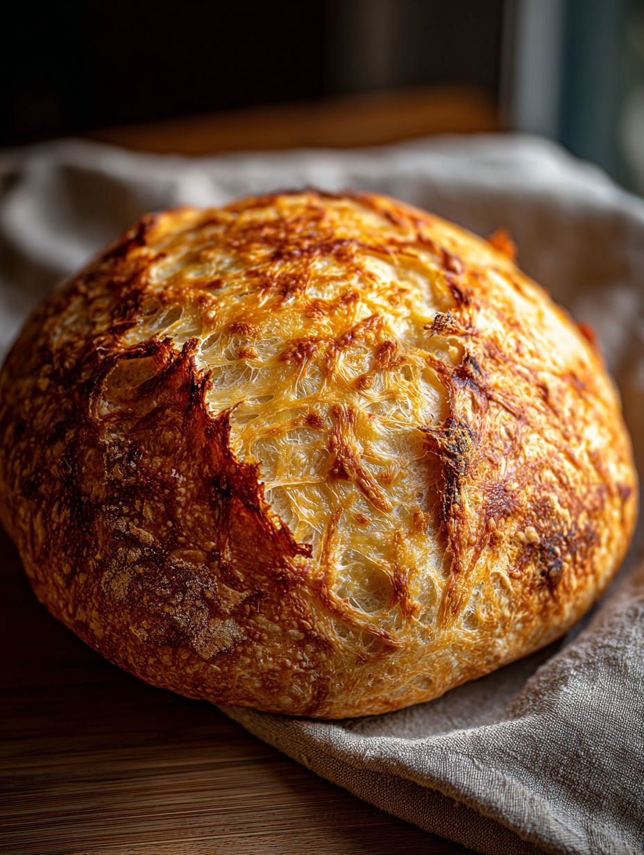 Bochenek chleba z dziurką w środku.