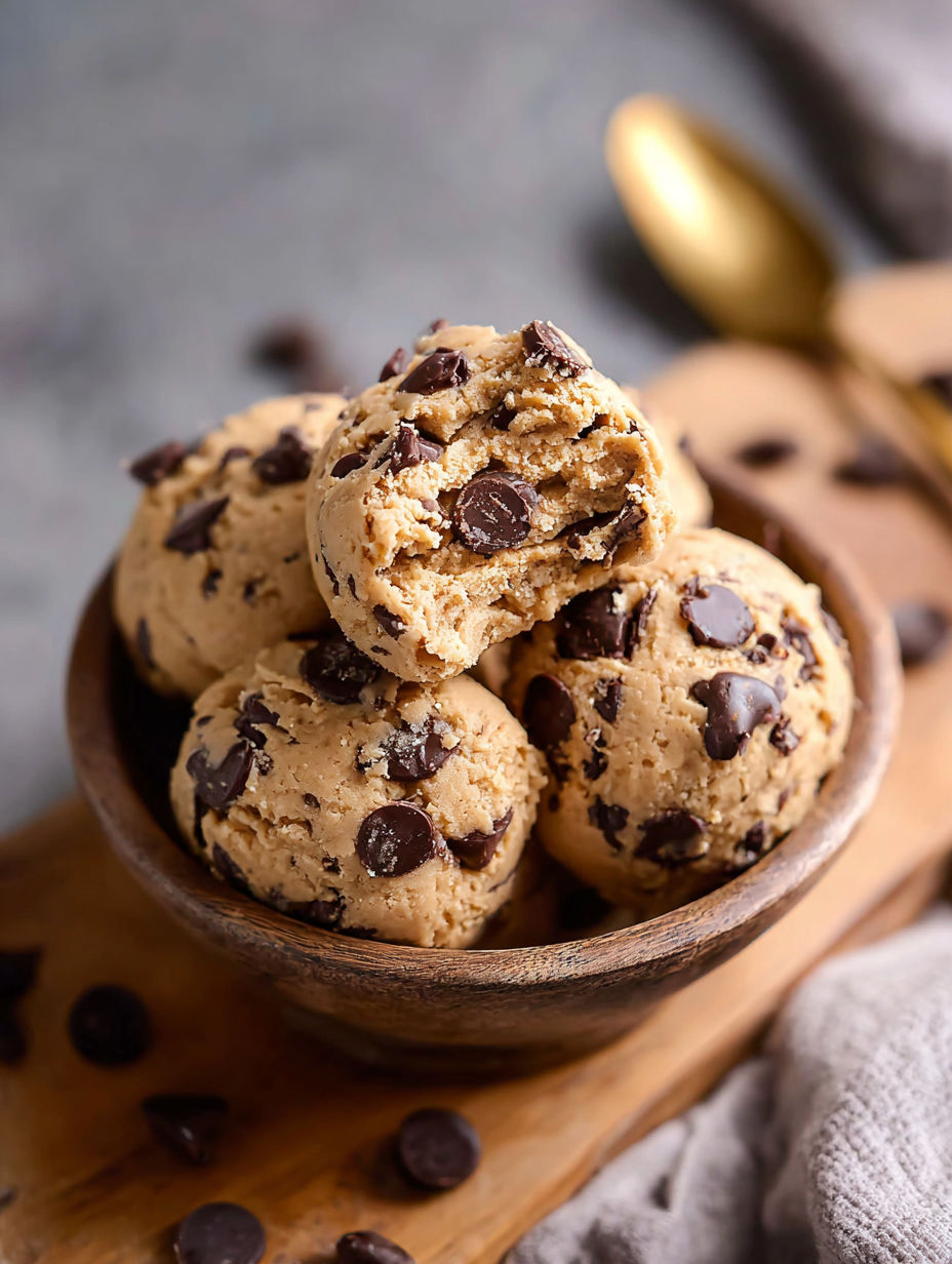 Miseczka ciasta na ciasteczka z kawałkami czekolady.