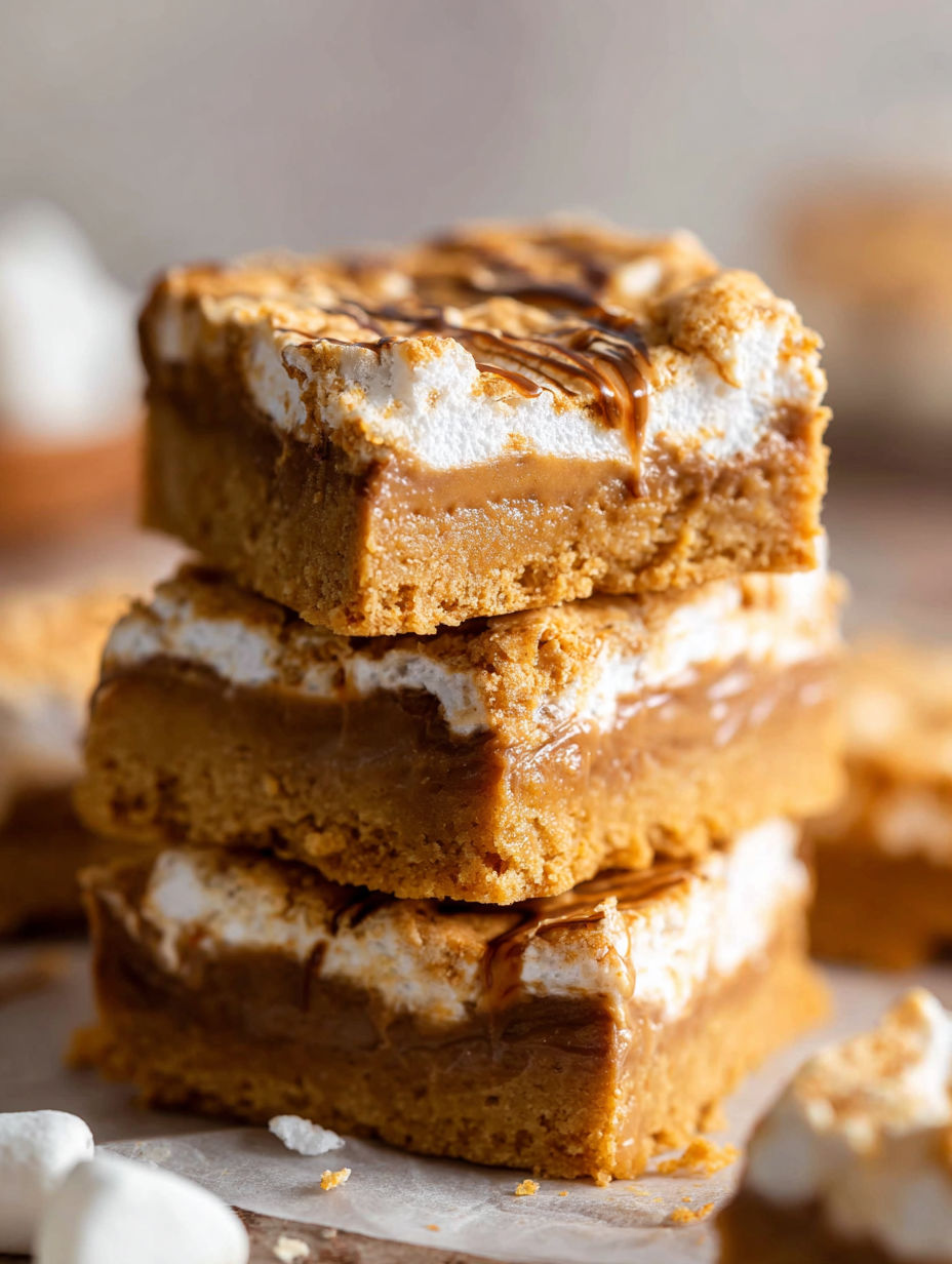 Batony Fluffernutter ułożone jeden na drugim.