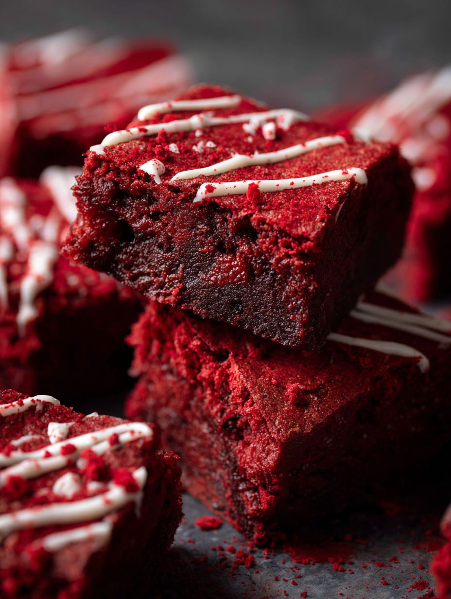 Brownie czerwony aksamit z białym lukrem.