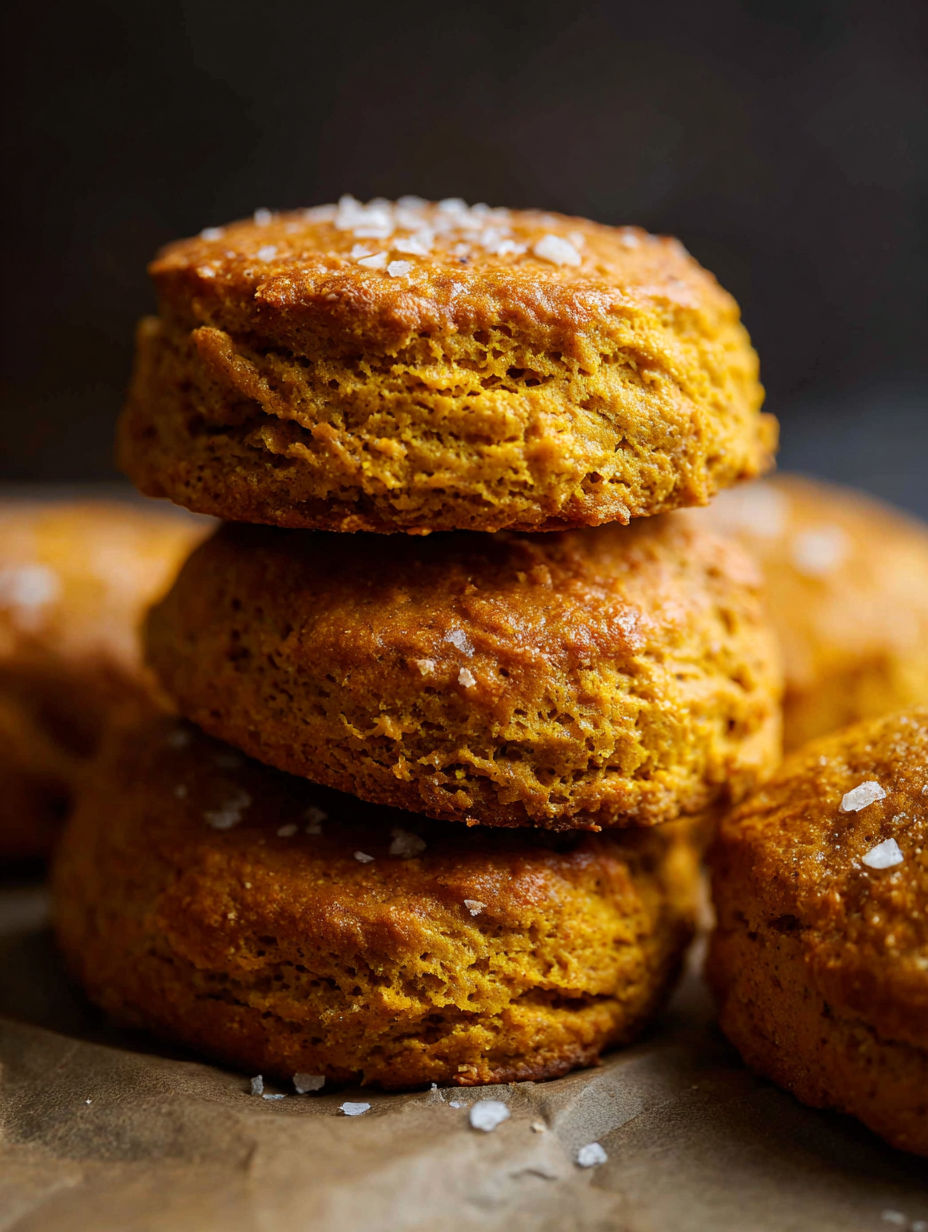 Małe pumpkin biscuits z cukrem na wierzchu.