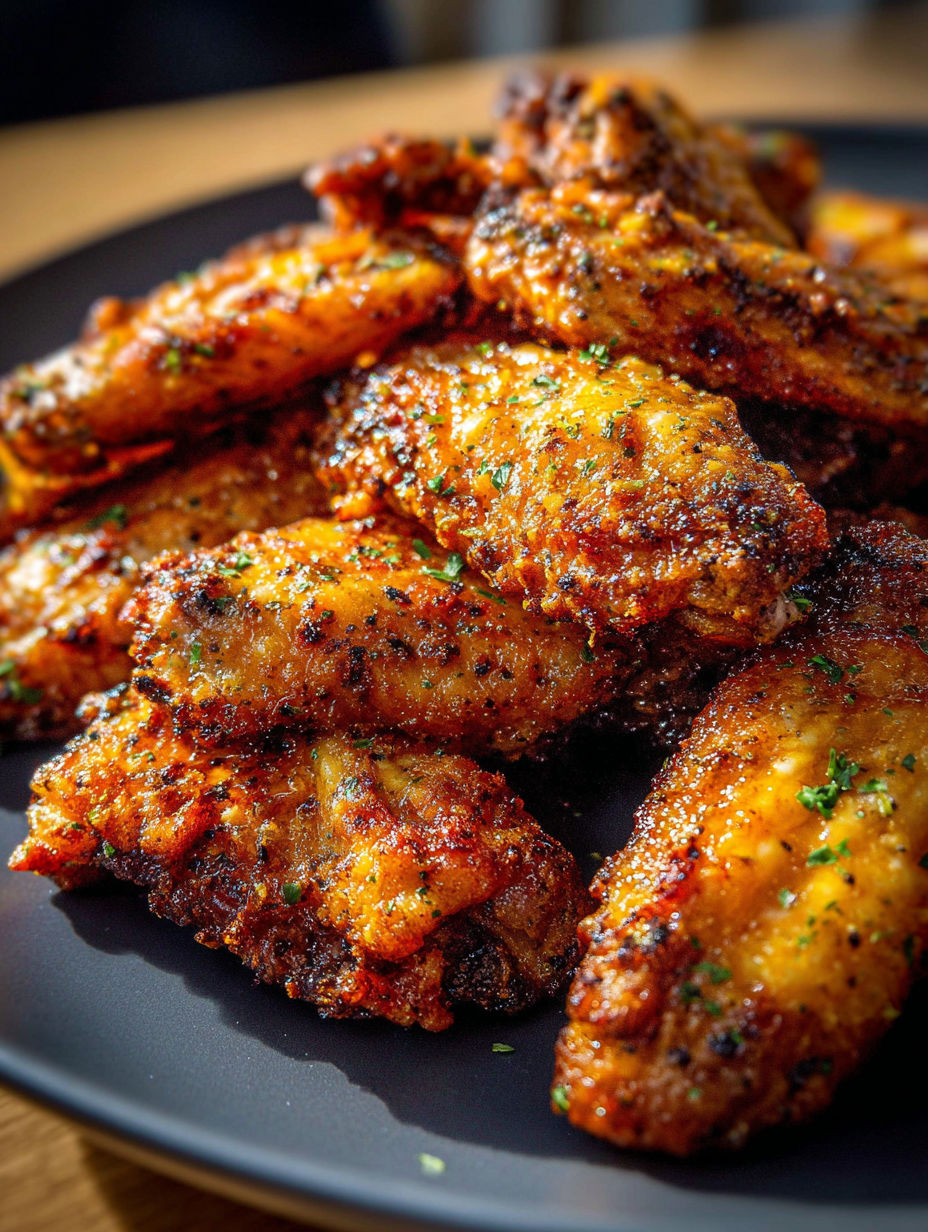 Chrupiące pieczone skrzydełka w stylu ranch na talerzu.