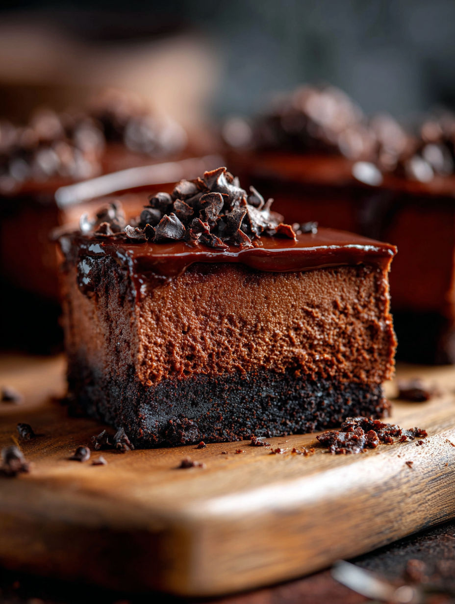 Kawałek czekoladowego sernika.