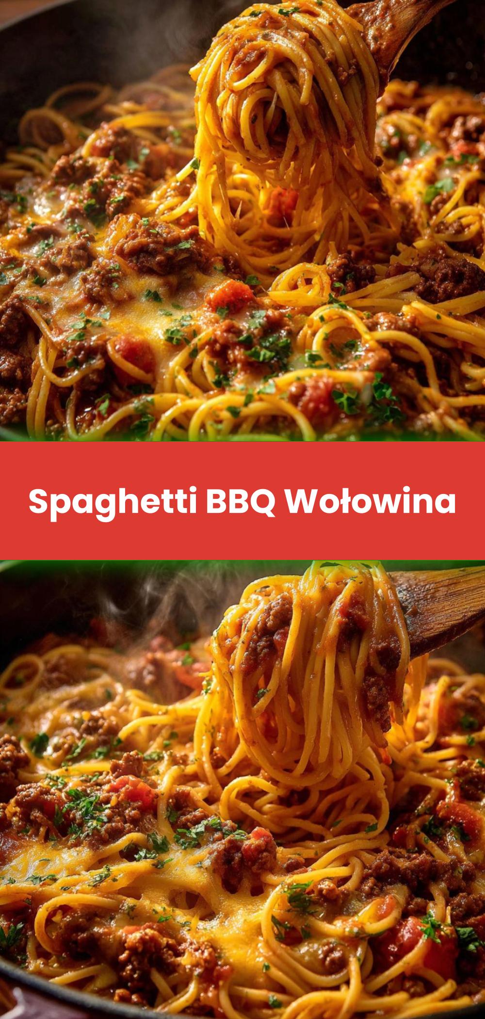 Template of Spaghetti BBQ Wołowina