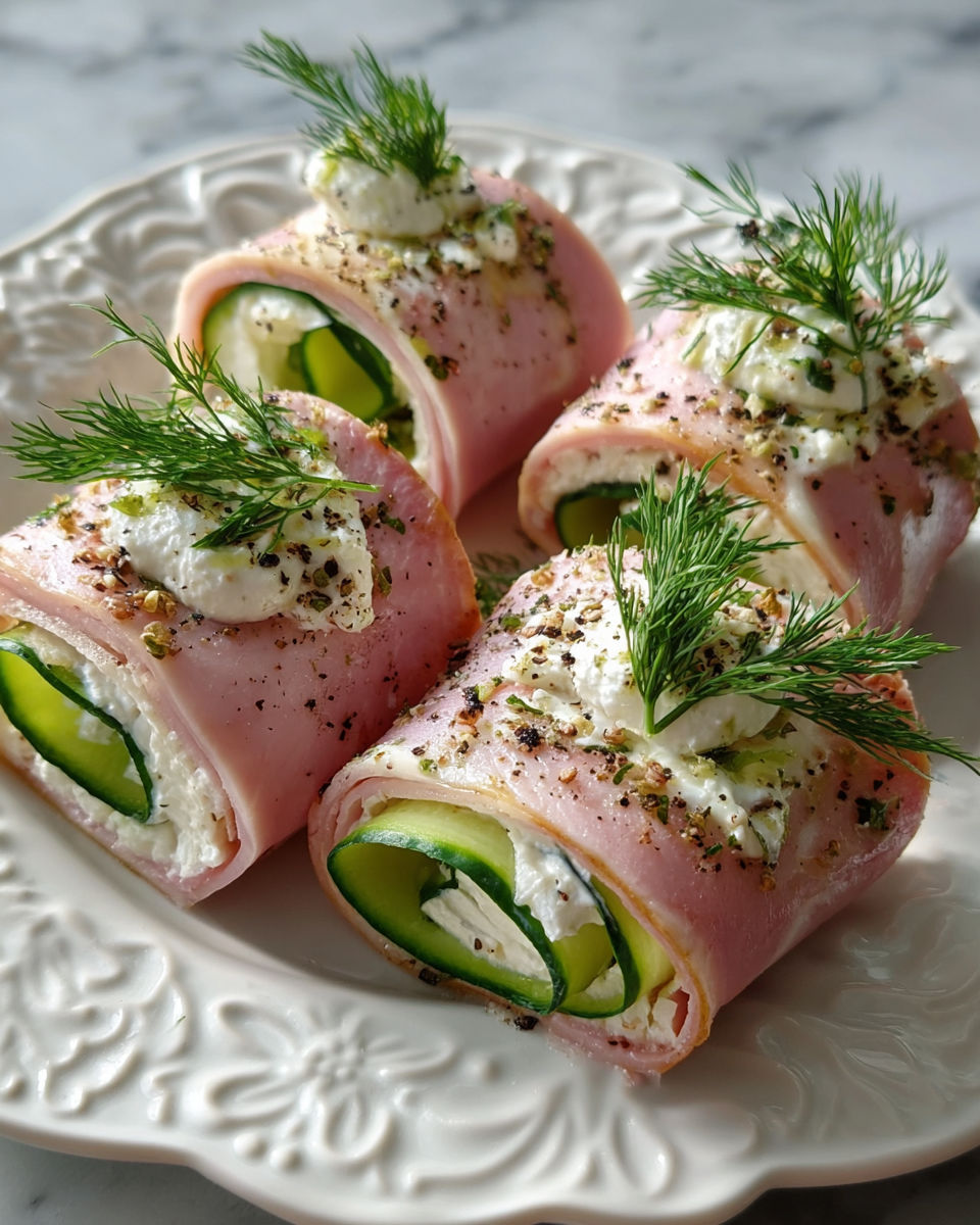 Roladki z szynki, serem.