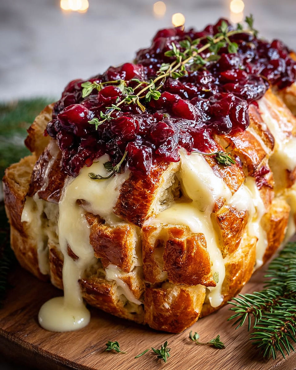 A delicious looking Zapiekany Chleb with cheese and cranberries.